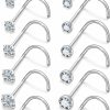 Best Uzgtvy Uzgtvy 18G 20G 22G Screw Nose Rings Studs Surgical Steel Nose Nostril Piercing Jewelry For Women Men Girl Cz 1.5Mm 2Mm 2.5Mm 3Mm 3.5Mm 4Mm 12Pcs