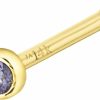 New Jewelry Avalanche Solid 14K Gold Ball-End Stud Bezel Set Tanzanite 22G Nose Bone Nose Stud - 14K White Gold / 14K Yellow Gold December Birthstone Nose Ring Stud