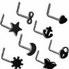 Clearance DCFSHEE Dcfshee Simple 20G 8Pcs Nose Ring Cz Nose Stud Retainer L-Shape Bone Screw Shaped Tragus Piercing Jewelry Jewelry Set For Women Men Stainless Steel Black Tone Body Piercing Jewelry