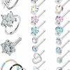 Online Prjndjw Prjndjw 20G Nose Rings Hoop Stainless Steel Straight-Shaped Hypoallergenic Nose Ring Indian Nose Rings Studs Screw Clear Cz Diamond Retainer Tragus Cartilage Helix Earrings Piercing Hoop 20 Gauge