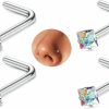 Online ZZHDCC Zzhdcc 20G Surgical Steel Nose Rings 18G L Shaped Nose Studs For Women Clear Cz Nose Ring Stud 2Mm Ball Round 4Pcs Cute Nose Rings L Shaped Nose Piercing Jewelry