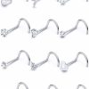 Hot Prjndjw Prjndjw Nose Rings Studs 20G Surgical Steel Nose Studs Hypoallergenic Cute Cz Small Heart Star L Shape 20 Gauge Nose Rings Silver Nose Ring Real Nose Stud Flower Opal Nose Rings 7Mm