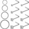 New Kwoencxi Kwoencxi 18G Nose Rings Studs Hinged Nose Rings Hoop Clicker Hypoallergenic Surgical Steel L Shaped Nose Ring Nostril Nose Stud Piercing Jewelry For Women Men Cubic Zirconia Aaaa+ 1.5Mm 2Mm 2.5Mm 3Mm