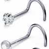 New Oufksiyy Oufksiyy 18G 20G 22G F136 Titanium Nose Rings Studs G23 Square Star Diamond Cz Nose Studs L Shaped Straight Screw Nose Ring Stud Cubic Zirconia Nose Piercing Jewelry Small Cute Nose Studs 3Mm