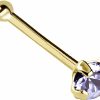 Online Jewelry Avalanche Jewelry Avalanche 22G Solid 14Kt Gold Nose Bone Stud With Prong Set Real Tanzanite Gemstone, 14Kt Yellow Gold Or 14Kt White Gold - December Birthstone Nose Ring