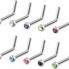 Hot BodyJ4You Bodyj4You 10Pc Nose Ring L-Shape Stud 18G Cz Crystal Surgical Steel Nostril Bar Piercing Jewelry