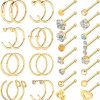 New Longbeauty Longbeauty 32Pcs C-Shaped Nose Ring L-Shaped Nose Studs Bone Tragus Cartilage Hoop Rings Piercings 20G For Men Women