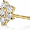 Hot Lavari Jewelers Lavari Jewelers 22 Gauge White Cubic Zirconia Straight Bone Flower Nose Ring In 14K White Or Yellow Gold Straight Stud I 4.5Mm Hypoallergenic Nostril Piercing Jewelry I Cz 22G Body Piercing