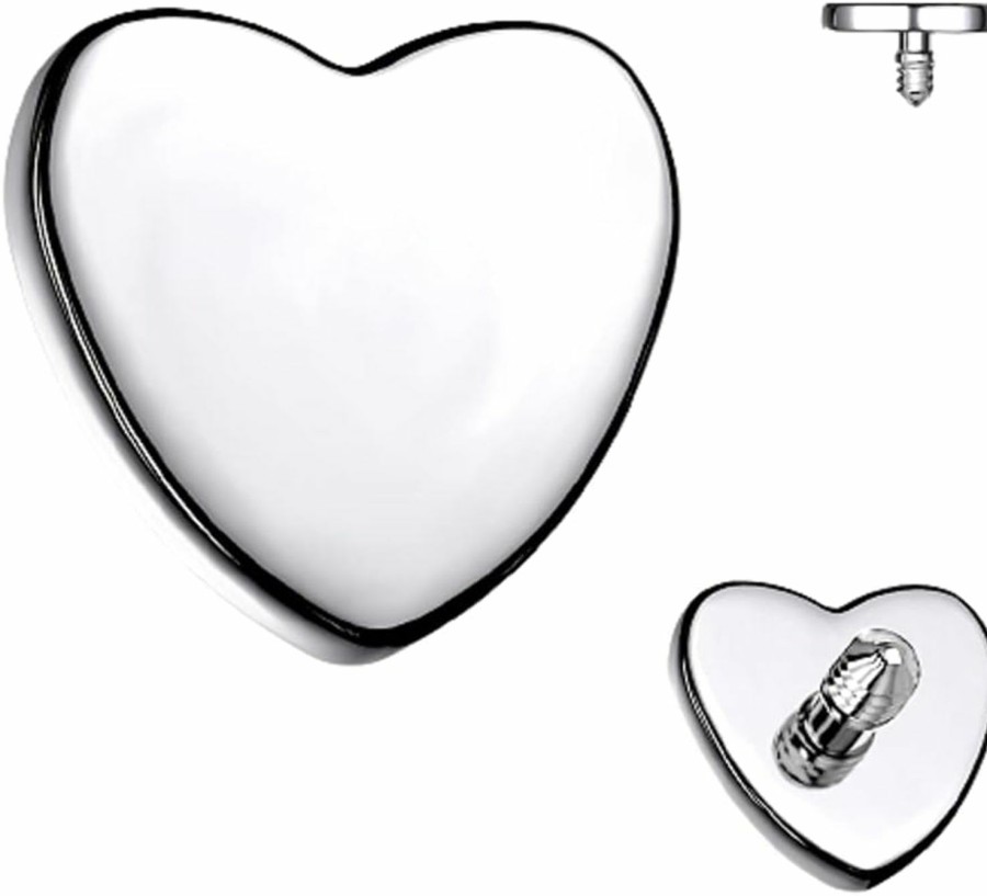 Hot Pierced Owl Pierced Owl - G23 Implant Grade Titanium Flat Heart Shaped Internally Threaded Dermal Anchor Top