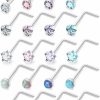 Wholesale Vsnnsns Vsnnsns 18G 20G Threadless Push In Nose Rings For Women 316L Surgical Stainless Steel L Shaped Nose Studs Screw Bone Nose Rings Piercings Opal Nostril Piercing Studs Diamond Cz 2Mm Silver 20Pcs