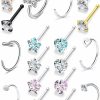 Hot Prjndjw Prjndjw 20G Nose Rings Hoop Studs For Women Nose Piercings Diamonds Cz Straight High Nostril Nose Ring Helix Daith Cartilage Orbital Rook Conch Tragus Piercing Men Jewelry Retainer 7Mm