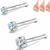 Wholesale BodyAce Bodyace 18K White Gold Nose Rings For Women Men, 20G Real Solid 18K Nose Rings Studs, Simulated Diamond Nose Piercing Jewelry 1.5Mm 2Mm 3Mm