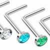 Best Evonix 4Pc L Shaped Nose Ring 18G 1Mm 7Mm Flesh Nostril Screw Nose Ring Crystal Hypoallergenic 316Lvm Surgical Steel Stud Piercing Jewelry