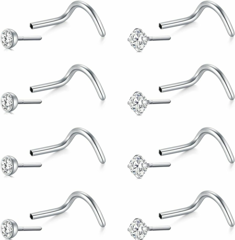 Best Briana Williams Briana Williams Nose Studs Nose Rings For Women 18G 20G Corkscrew Nose Ring Stainless Steel Nose Screw Studs Nose Rings Studs Surgical Steel Nostril Nose Piercing Jewelry