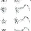 Wholesale Niaspi Niaspi 4Pcs Tiny Cz Nose Stud For Women Girls 20G Surgical Steel Nose Rings L-Shaped Screw Nose Studs Rings Fashionable Nose Lip Cartilage Piercing Jewelry