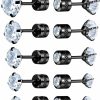 New APMMAT Titanium Screw Back Pack Of Earrings Cubic Zirconia Stud Set For Women Men Surgical Stainless Steel Hypoallergenic For Sensitive Ears Simulated Diamond 20G Helix Piercing