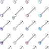 Clearance Vsnnsns Vsnnsns 18G 20G Threadless Push In Nose Rings For Women 316L Surgical Stainless Steel L Shaped Nose Studs Screw Bone Nose Rings Piercings Opal Nostril Piercing Diamond Cz 2Mm Silver 20Pcs