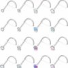 Wholesale Vsnnsns Vsnnsns 18G 20G 22G Opal Nose Rings Bone L Shaped Nose Studs Screw Surgical Stainless Steel 1.5Mm 2Mm 2.5Mm 3Mm Cz Nose Rings Studs Silver Nose Rings For Women Nose Nostrial Piercing Jewerly 16Pcs