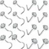 Hot Ocptiy Ocptiy 18G 20G 22G Nose Rings Studs Hypoallergenic Surgical Steel Screw L Shaped Diamond Nose Studs Silver Nose Nostril Piercing Jewelry For Women Men Aaa+ Cz 1.5Mm 2Mm 2.5Mm 3Mm