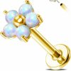 Wholesale Jewseen Jewseen 14K Gold Top Push In Threadless Cz Flower Flat Back Stud Opal Cartilage Earring Nose Stud Lip Ring Threadless Earring Helix Stud Tragus Piercing Jewelry For Women Men