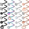 Wholesale Yaalozei Yaalozei 18G 20G Nose Rings Piercings Hypoallergenic Nose Studs 316L Surgical Steel Heart Nose Rings L Shaped Straight Screw Nose Piercing Jewelry For Women Men Silver Black Rose Gold Colorful