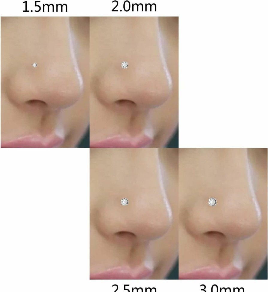 Wholesale SQKXKLCZ 4Pcs Grade 23 Titanium Nose Studs 20G/18G Cz Tiny Nose Rings Hypoallergenic G23 Nostril Piercing Jewelry For Women Men 1.5Mm 2Mm 2.5Mm 3Mm Cubic Zirconia Nose Bone Straight/Screws/L Shaped