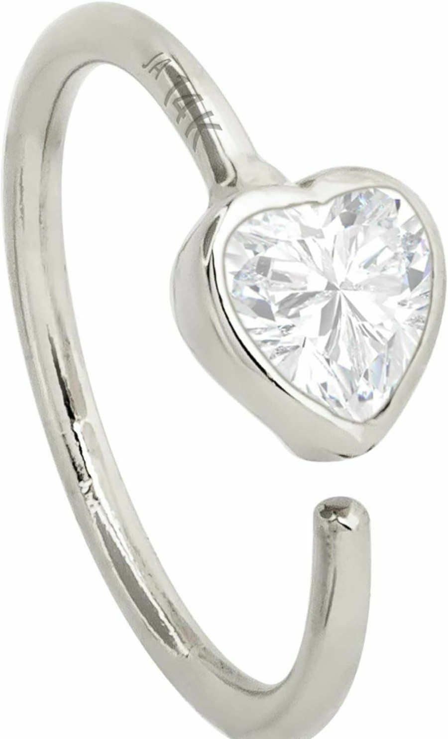 Hot Jewelry Avalanche Jewelry Avalanche 20G 14K Gold Heart Nose Hoop Bezel Set 0.10Ct Moissanite Heart Nose Ring 5/16\"(8Mm) Nose Ring