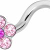 Best Forbidden Body Jewelry Forbidden Body Jewelry Flower Nose Rings, Flower Nose Ring, Flower Nose Stud, Nose Rings (18G-20G) Surgical Steel Crystal Flower, Nose Ring With Flower, Top Nose Stud