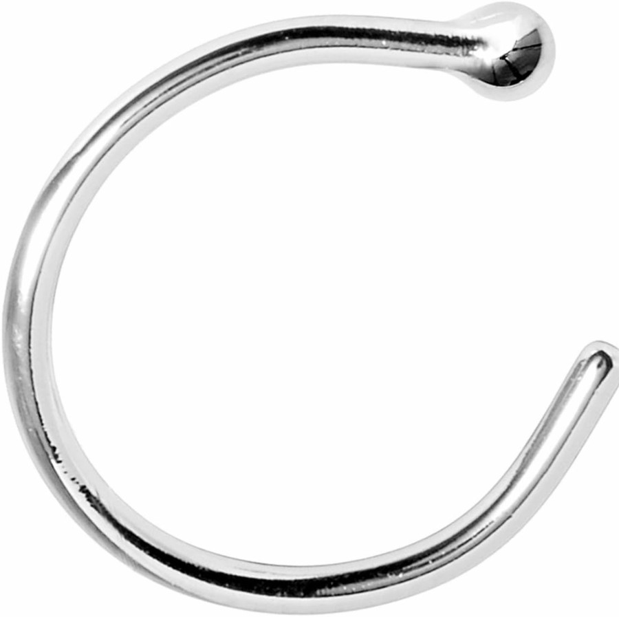 New Body Candy Body Candy Women'S Solid 18K White Gold Nose Hoop 20 Gauge 5/16\" Body Piercing Screw, Silver, One Size