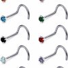 Online Oufksiyy Oufksiyy 18G 20G 22G F136 Titanium Nose Rings Studs G23 Diamond Cz Nose Studs L Shaped Straight Screw Nose Ring Stud Cubic Zirconia Nose Piercing Jewelry Small Cute Nose Studs 2Mm