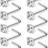 Hot Ruifan Ruifan 10-40Pcs 22G Surgical Steel Diamond Cz Nose Stud Rings L Shaped Piercing Jewelry 1.5Mm 2Mm 2.5Mm 3Mm