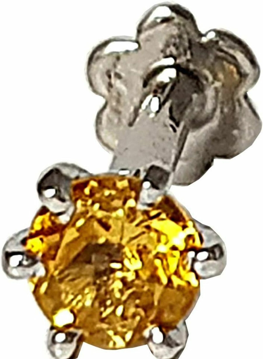 Clearance DIWANI Diwani 14K Gold 4.0Mm Natural Citrine Gemstone Engagement Wedding Nose Lip Labret Monroe Body Piercing Ring Stud Pin Screw (0.230 Cents, Color- Yellow) 18 Gauge Thick 8.0Mm Length Screw Back Post