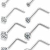 Best Kridzisw Kridzisw 18G Titanium Nose Rings Studs For Women Men Hypoallergenic Implant Grade Nose Studs L Shaped Diamond Nose Nostril Rings Studs Piercing Jewelry For Sensitive Skin 2Mm