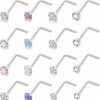 Hot Generic Lsnevsie 18G 20G 22G Stainless Steel Opal Nose Rings Studs For Women Men Nose Piercing Jewelry Top Diamond 1.5Mm 2Mm 2.5Mm 3Mm