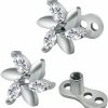 Clearance Niaspi Niaspi Flower Dermal Anchor For Women Men Base Microdermals Piercing 14G Surgical Steel Internally Threaded Dermal Anchor Body Piercing Jewelry