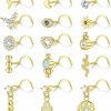 Wholesale LOLIAS Lolias 15Pcs 20G Dangle Nose Rings Studs L-Shape/Corkscrew Nose Rings For Women Men Cz Opal Beads Moon Flower Heart Silver/Gold Tone Cute Nose Studs Piercing Jewelry