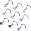 Best LOLIAS Lolias G23 Titanium Nose Ring Studs L Shaped Straight Screw Nose Rings 20G 2Mm Tiny Cz Opal Nose Studs Nostrial Nose Piercing Jewelry