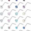 Online Generic Lsnevsie 20G Surgical Steel Opal Star Heart Nose Rings Studs For Women Men Nose Piercing Jewelry Top Diamond Cz 2Mm-3Mm 24Pcs