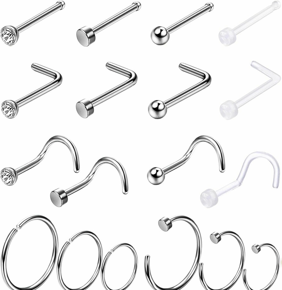 New LOLIAS Lolias Hypoallergenic G23 Titanium Nose Ring Studs For Sensitive Skin 20G Nose Ring Hoops Nose Studs For Women Men 2Mm Small Titanium Nose Piercing Jewelry