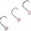 Wholesale UP Upstore 1Set/3Pcs(Round+Heart+Star) 20 Gauge/0.8Mm Curved Nose Rings Stainless Steel Nose Studs Cubic Zirconia Screw Piercing Tool Body Jewelry For Women Lady Girls