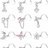 Hot IRONBOX Ironbox 12 Pcs 20G Dangle Nose Rings Studs For Women Surgical Steel L Shaped Screw Nose Rings For Women Heart Moon Star Flower Butterfly Cz Dangling Nose Piercing Jewelry