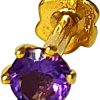 Best DIWANI Diwani 14K Gold 4.0Mm Natural Amethyst Gemstone Engagement Wedding Nose Lip Labret Monroe Body Piercing Ring Stud Pin Screw (0.230 Cents, Color- Purple) 18 Gauge Thick 8.0Mm Length Screw Back Post