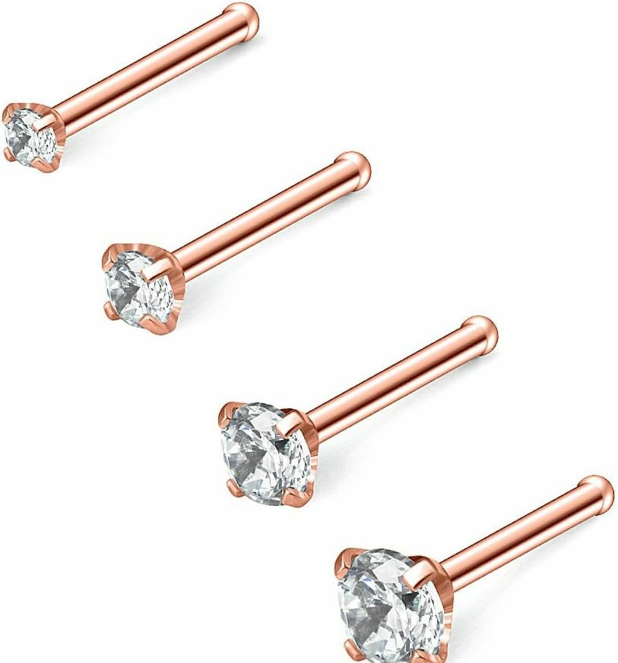 New Ruifan Ruifan 18G 1.5Mm 2Mm 2.5Mm 3Mm Round Diamond Cz Nose Bone Studs Rings Pin Piercing Jewelry 4-16Pcs