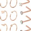 Best Staligue Staligue 10 Pcs G23 Titanium Nose Ring Hypoallergenic Hoop Nose Rings For Women 20G Nose Rings Studs Opal Heart Cz L Shaped Nose Piercing Jewelry Set