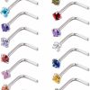 Hot Mudder 15 Pieces 20 Gauge L Shaped Nose Ring Curved Nose Stud Bend Bar Piercing Jewellery, 15 Colors