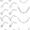 New Ftovosyo Ftovosyo Nose Ring Chain 20G Nose Chain Piercing Across Nose Piercings Surgical Steel Cz Heart Nose Studs With Chain Nose Piercing Jewelry Double Nose Rings For Women