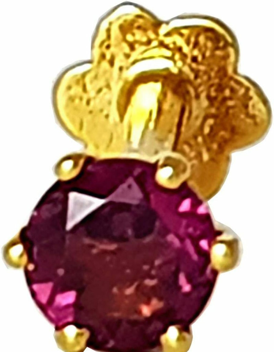 Hot DIWANI Diwani 14K Gold 4.0Mm Natural Rhodolite Gemstone Engagement Wedding Nose Lip Labret Monroe Body Piercing Ring Stud Pin Screw (0.230 Cents, Color- Purple) 18 Gauge Thick 8.0Mm Length Screw Back Post