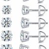 New APMMAT Pack Of Screw Back Earrings Clear Round Cubic Zirconia For Women Men Hypoallergenic