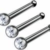 Online Generic 3Pcs Titanium G23 18G Nose Rings Studs Piercing Jewelry 2Mm Crystal Top More Choices