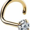 New FreshTrends Freshtrends Cubic Zirconia Nose Ring Twist - Nickel-Free 14K Yellow Gold Nose Screw - 1.5Mm, 2Mm, 3Mm Stud 20 Gauge